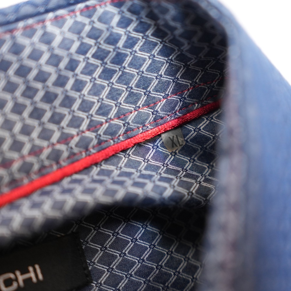 Bugatchi Button Up Mens XL Blue Geometric Long Sleeve Classic Fit Shirt - Picture 8 of 16